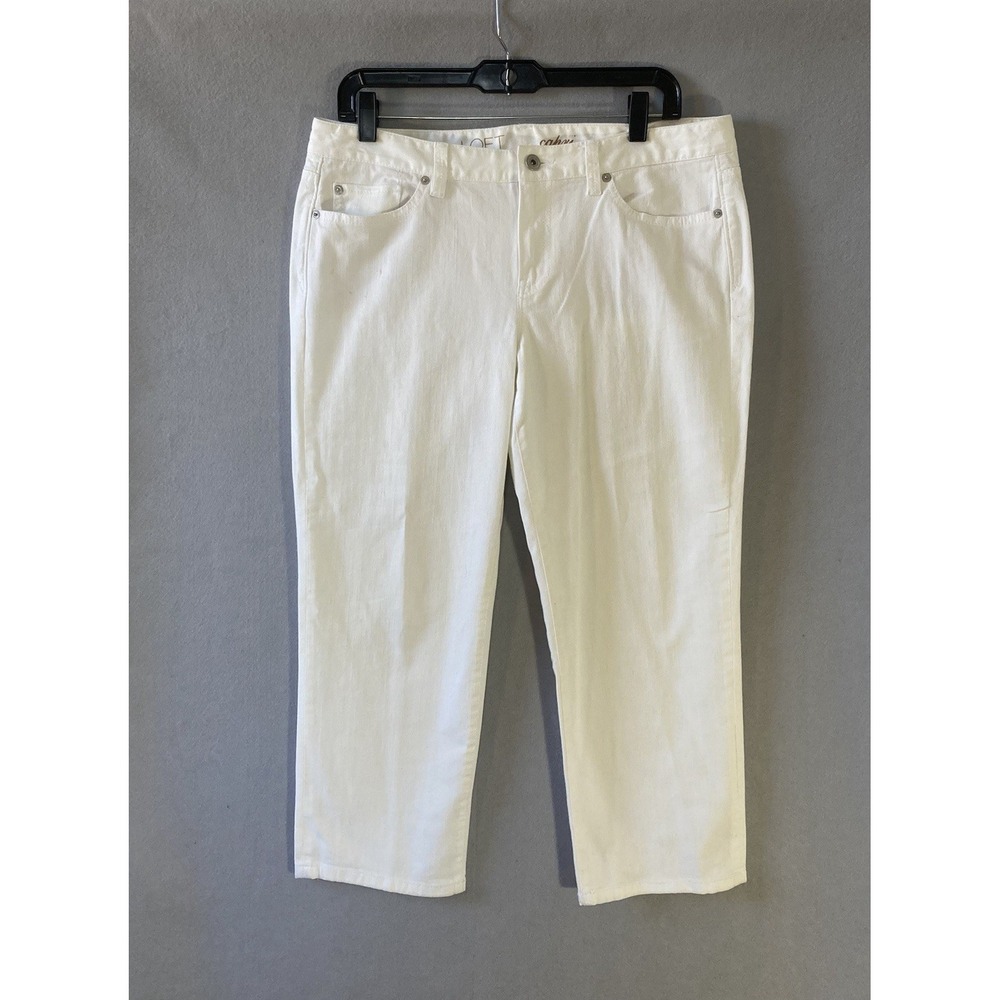 Ann Taylor LOFT Pants Womens Size 10 White Capri Denim Stretch Pockets